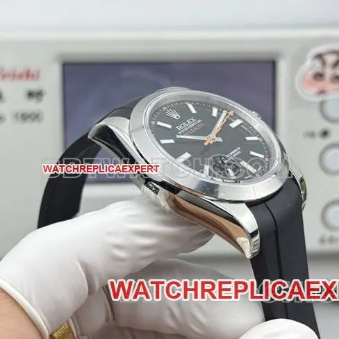 top-tier watch magnetic type VS FactoryRolexblack dial black rubber model side live photo
