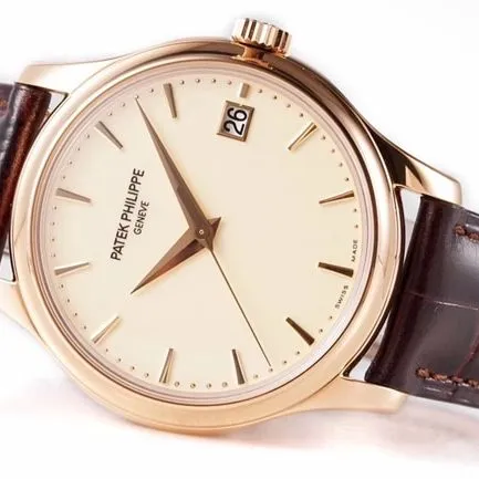 ZF Factorytop-tier watch Patek Philippe men's gold plate brown belt classical series automatic movementleather strap watch side view