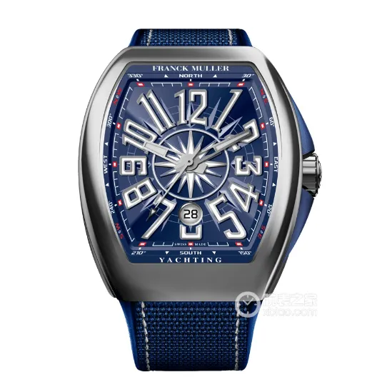 ZFV45 series Frank Muller watch blue dialleather strap model SC DT YACHTING OG side view