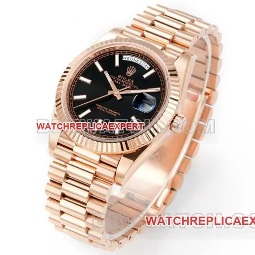 1:1replica watch Day-DatePPM factory Rolex mechanical black dialrose goldside live photo