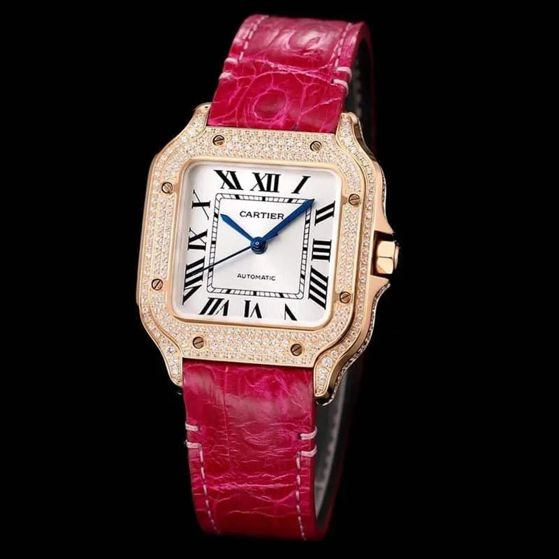 CartierSantos watch medium model watch detail shots