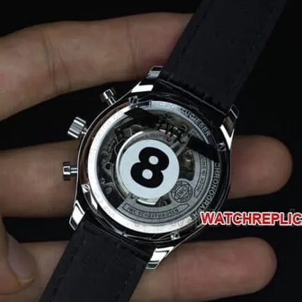 YL factory top-tier watch IWC green Portuguese watch 150th anniversary commemorative model men's green dial black belt full automatic movement see-through bottom leather strap watch side view