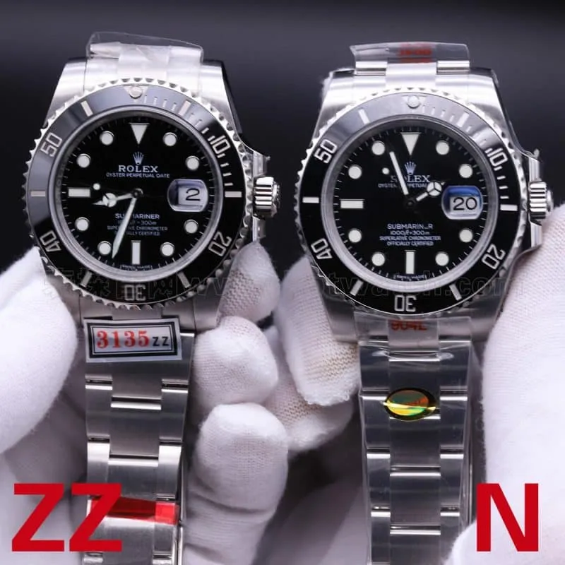Rolex Black Submariner Watch ZZ Factory Challenges N Factory V10S: Comparative Review with Movement Diagram