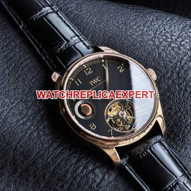 top-tier watch IWCTUR factory Portugal rose goldblack dialtourbillonbraceletlive photos
