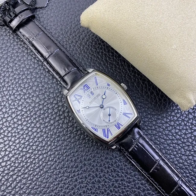 HG factory top-tier watch Breguet men's white dial black belt heritage series large date display automatic movementleather strap watch back cover picture