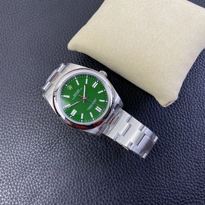 Rolex new Oyster Perpetual green dialreplica watch side view