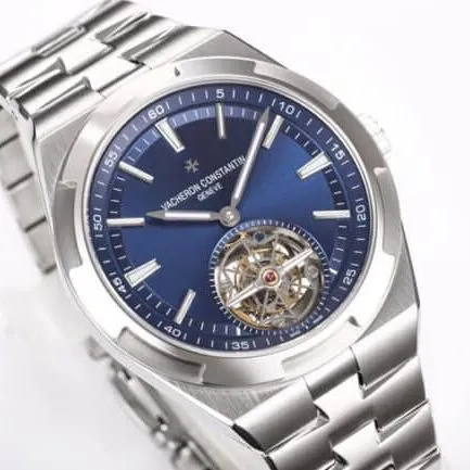Big factory high-quality BBR2022 new model released Vacheron Constantin blue dial, the king of steel watches with peak appearance, travels all over the world tourbillonclasp picture