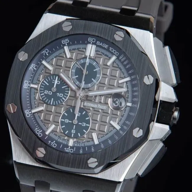 top-tier replicaAPFAudemars PiguetRoyal Oak offshore gray plate 26400 watch breaks OEM blockade technology front view