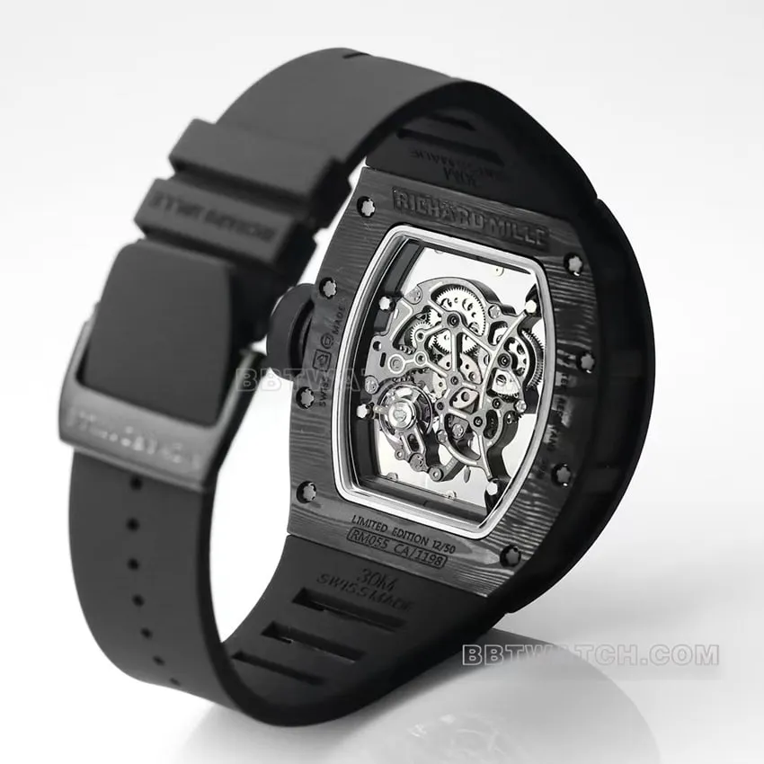 BBR factory Richard Mille men's hollow plate gold inner ring RM055 carbon fiber side live photo