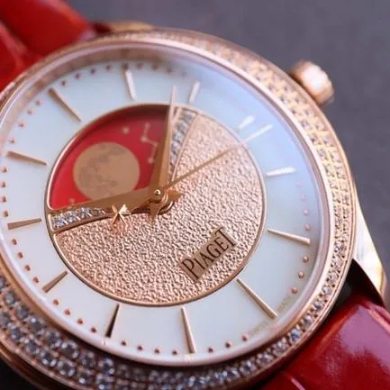 top-tier red complication women's watch Piaget Limelight Stella series front view
