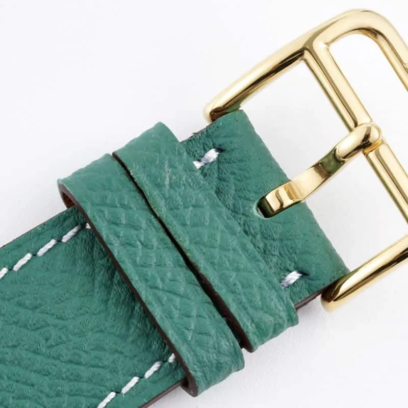 top-tierhigh-quality Hermès ladies' watchHeureH series quartz square fashion watch light blue braceletrose gold plate front view
