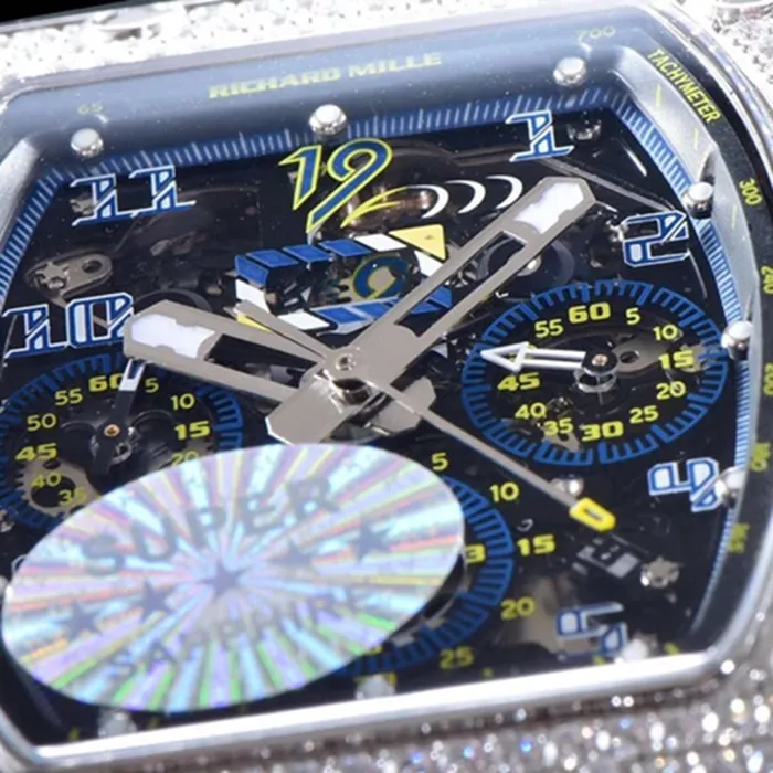 top-tier watch Richard Mille men's blue dial watch bracelet picture