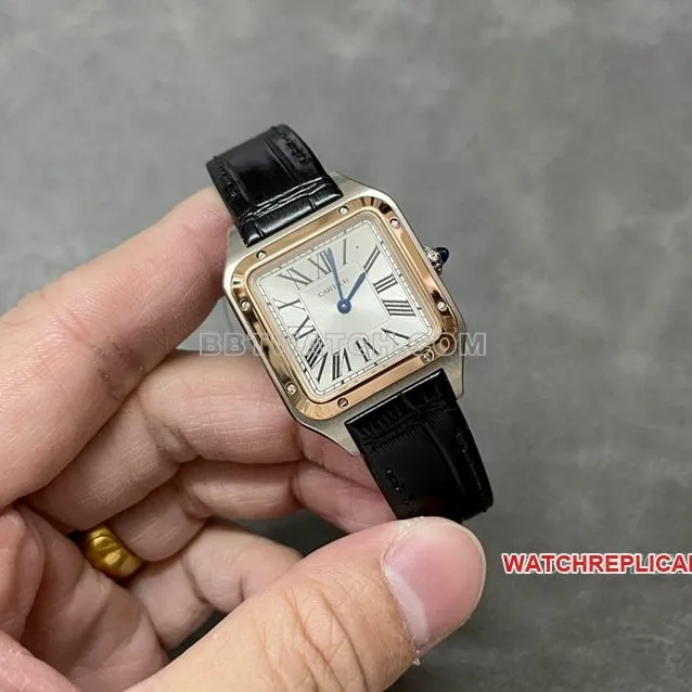 F1 factory Cartier Santos 1:1super clonesilver dialrose gold circle trumpet W2SA0012caseback live photo