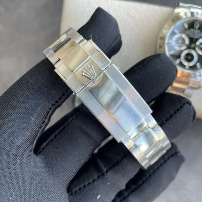 Side view of Rolex's new white steel Daytona 4130 movement men's watch from Dachang high-quality C factory