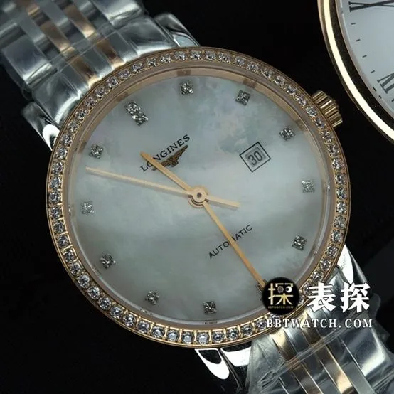 Longines Boya watch ladies white dial black needle steel bracelet model pictures and prices caseback live photo