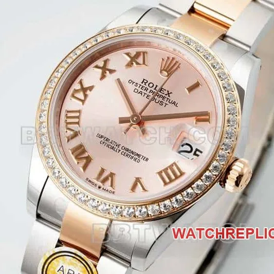 ARF FactoryRolex log top-tier 1:1high-quality replicarose gold disc diamond bezel31mm gold three-lattice chain link278381side live photo