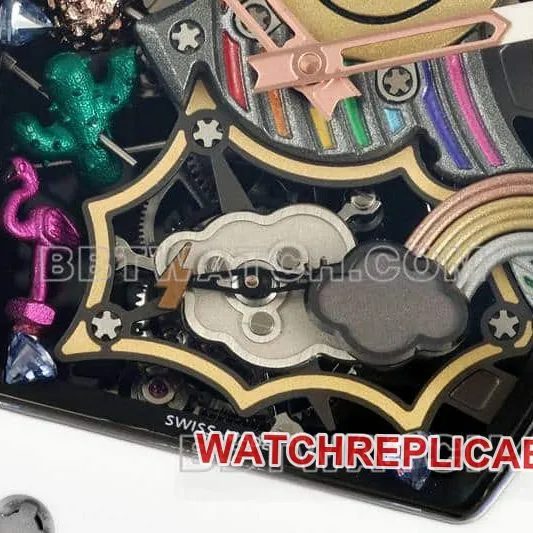 Richard Mille men's top-tier 1:1super smiley tourbillon white shell yellow leather strap model RM 88front live photo