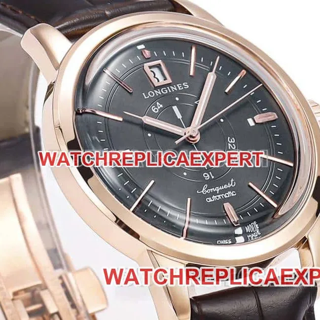AD factory Longines classic replicatop-tier 1:1super carbon black dialrose goldleather strap caseback live photo