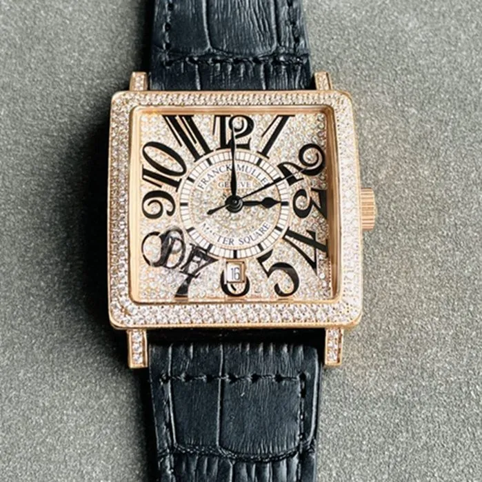 Top collectible watches Frankmuller Men's Gold Plate Full Star Series Belt Watch Front View