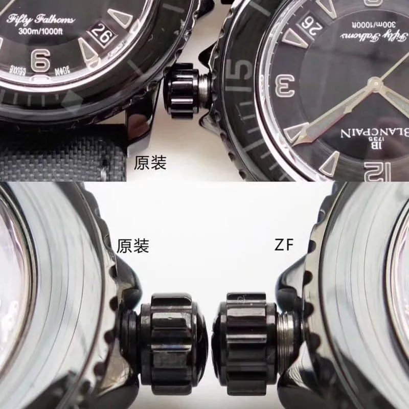 ZF Vacheron Fifty Fathoms 5015-11C30-52 Black Knight Genuine vs. Comparison Review Side View