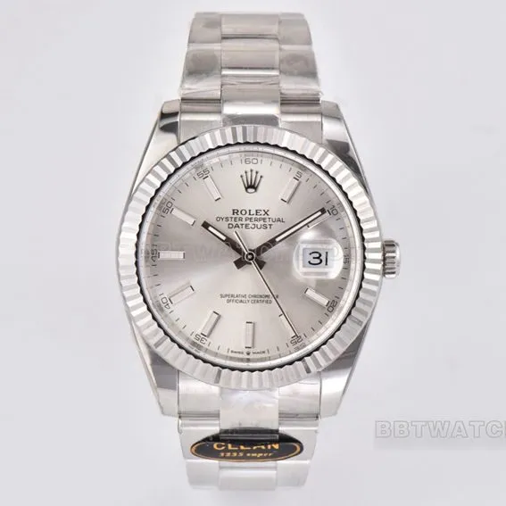 C factory Rolex log 1:1super clonesilver dial41mm three row link m126334-0003caseback live photo