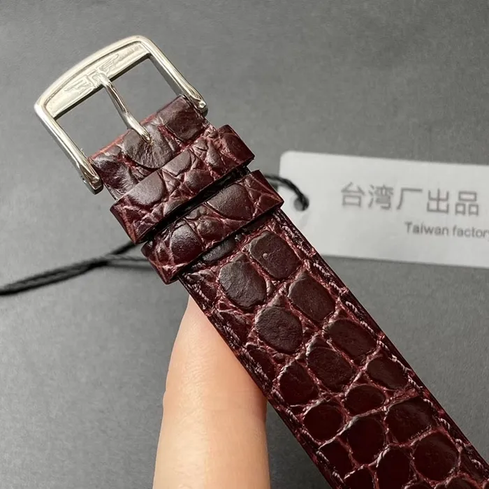 top-tier watch Longines couple watch white dial brown belt Jialan series leather strap watch side view