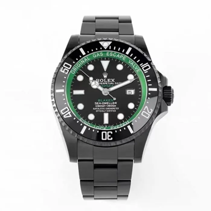 top-tier watch Rolex men's black dialsteel bracelet watch side view