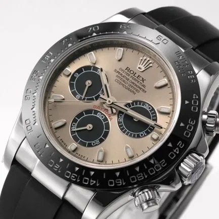 Top Rolex Men's Brown Dial Rubber Strap Hottest Cosmograph Daytona Style Mechanical Watch Clasp Images