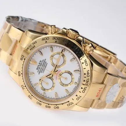 top-tier replicaRolex men's white dialsteel bracelet most popular Cosmograph Daytona mechanical watch front view