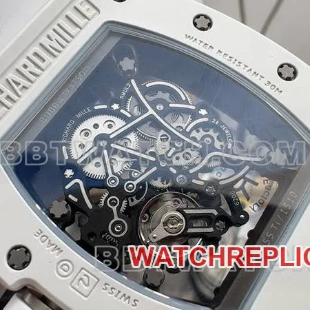 Richard Milletop-tier watch R factory hollow plate white rubber model RM055front live photo