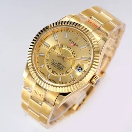 Top-tier watch Rolex men's gold plate steel bracelet Navigator series automatic movement watch front view
