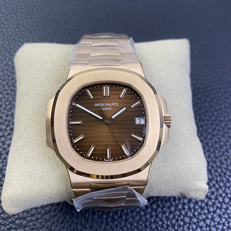 3K Factorytop-tierPatek Philippereplica watch Nautilus324SC ultra-thin mechanical rose gold coffee tray clasp picture