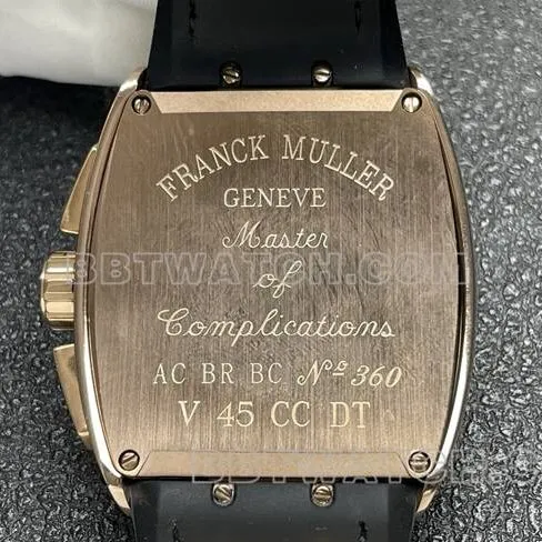 watch Frank Muller ABF factory V45black dial gold case leather braceletside live photo