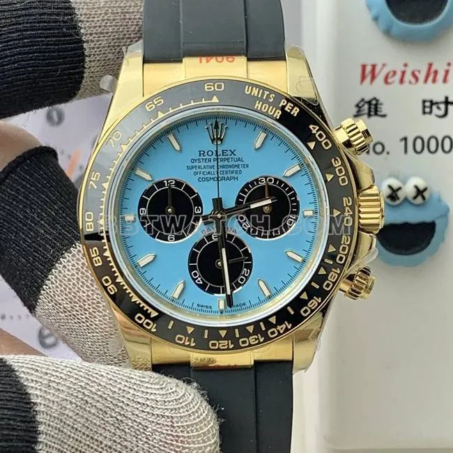 QF factory collectible watch DaytonaRolexblue dialyellow gold4131 mechanical caseback live photo