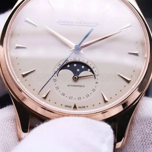 Jaeger-LeCoultre Master Ultra Thin Moon Phase Men's Watch Rose Gold Watch Review - Front View