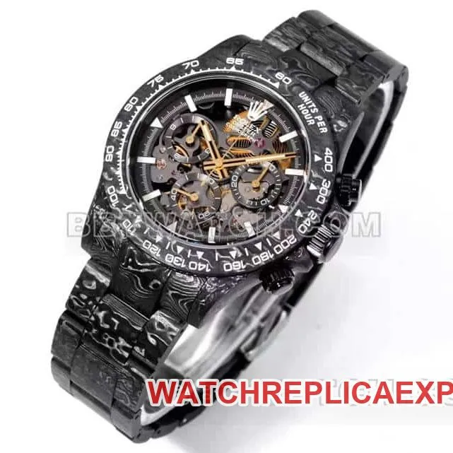 TW factory Rolex Daytonatop-tier 1:1high-quality carbon fiber hollow plate black steel bracelet side live photo