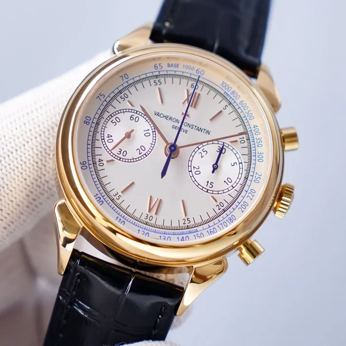 top-tier watch Vacheron Constantin men's white dial1955 series leather strap watch movement picture front view