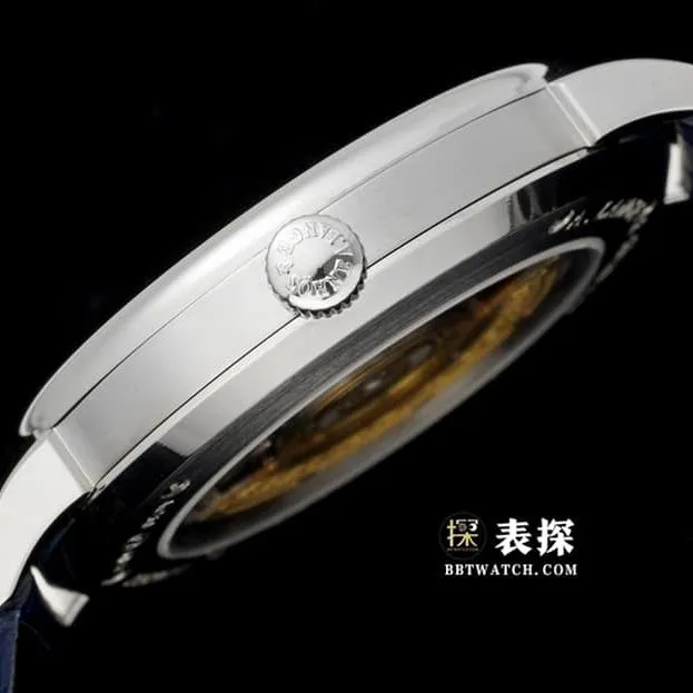 F8 Saxony Lange watch blue dial leather strap model 205.086clasplive photos
