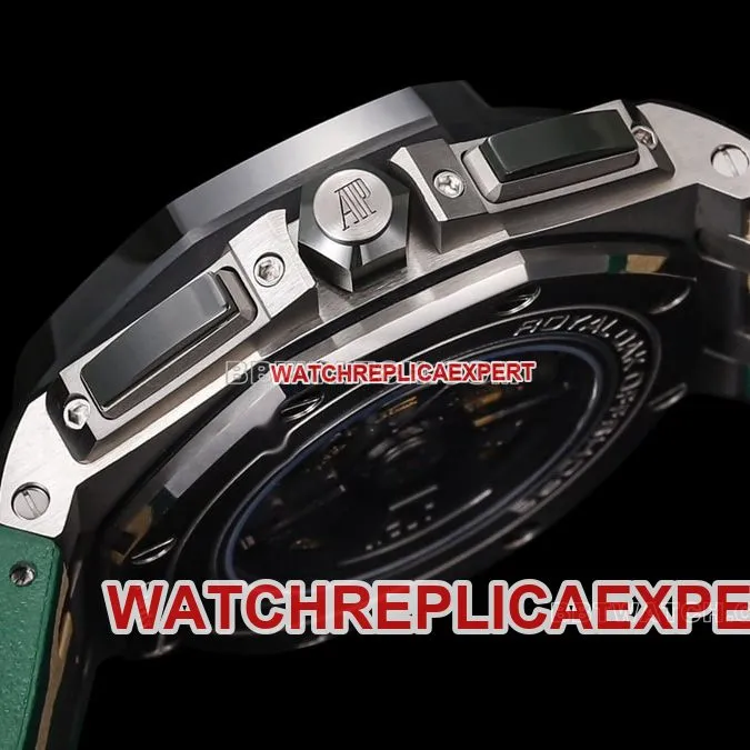 TW factory Audemars PiguetRoyal Oak offshore type top-tier khaki green dial rubber model 26400side live photo