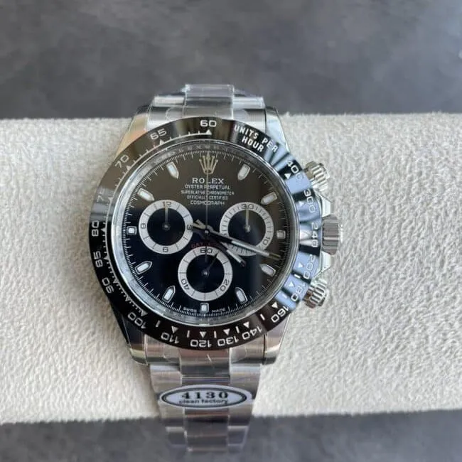 Top C factory new black ceramic black dial Daytona 4130 movement buckle photos