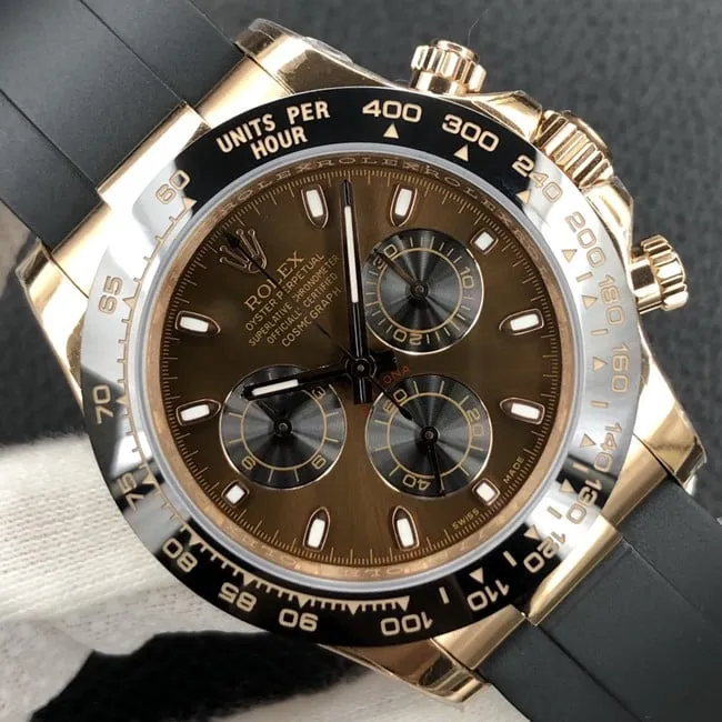 Rolextop-tier watch Daytona latest men's brown rubber strap mechanical watch back cover picture