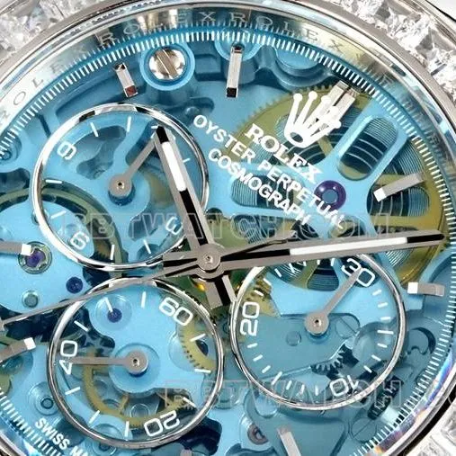 collectible watch DaytonaTW factory Rolex light blue dialdiamond bezel blue nylon braceletside live photo