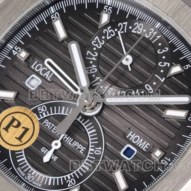 Sporty and elegant optimal watch P1 factory Patek Philippeblack dial mechanical steel bracelet model 5990caseback live photo