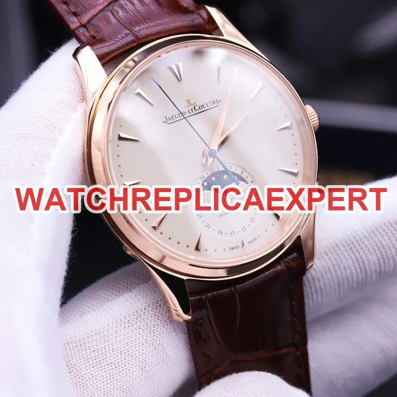 Jaeger-LeCoultre Master Series Moon Phase Ultra-Thin Men's Watch Rose Gold Watch Review Weight Photos