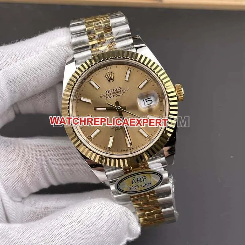 ARF FactoryRolex log top-tier gold disc gold 41mm steel bracelet model 126333side live photo