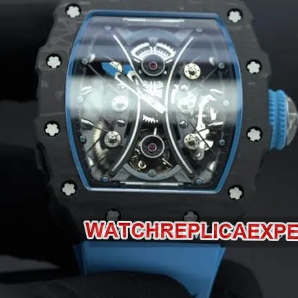JB factory Richard Milletop-tier watch men's black dial blue rubber strapautomatic movementmovement picture