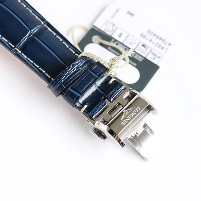GF Factorytop-tier watch Longines men's blue dial blue belt master series leather strap watch front view