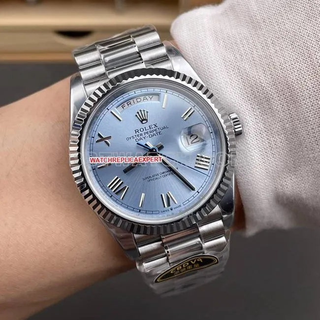 collectible watch CBD factory Day-DateRolex3255 mechanical ice blue dial40mmbraceletlive photos