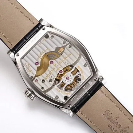 VCR factory Vacheron Constantintop-tier watch men's Maltese tourbillonwhite dial black belt fully automatic movementleather strap watch front view