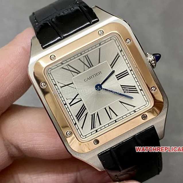 F1 factory Cartier Santos top-tier replicasilver dialrose gold ring large size W2SA0017braceletlive photos